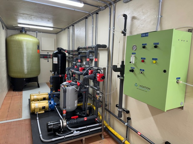 Multi-Media Water Treatment System installed in a 40’ Transportable Equipment Room