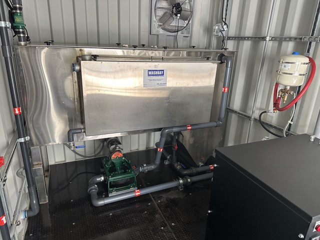 SPT-10 Clarifier Oil Water Separator with an Electric Diaphragm Pump installed in a 20’ Equipment Room